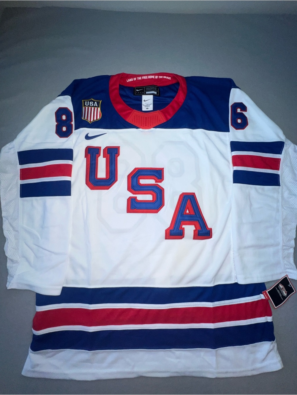 Jack Hughes Team USA 2026 Milano Cortina Olympic Hockey Jersey White Sz XL